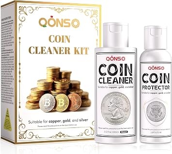 Coin Cleaner for Collectors, Coin Cleaning Solution Kit for Gold,Silver,Copper,Vintage & Collectible Coins, Gentle Coin Cleaner Supplies for Removing Dirt, Stains & Oxidation