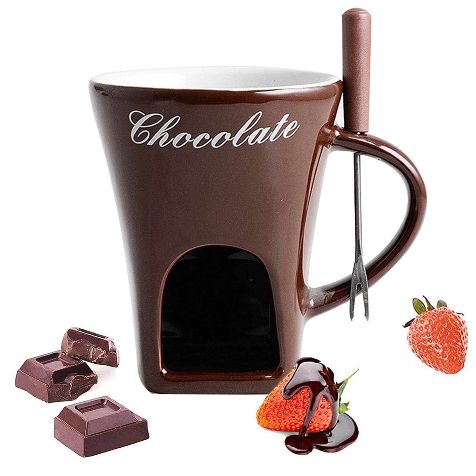 Ensemble à fondue au chocolat avec fourchette inox pour fromage et beurre