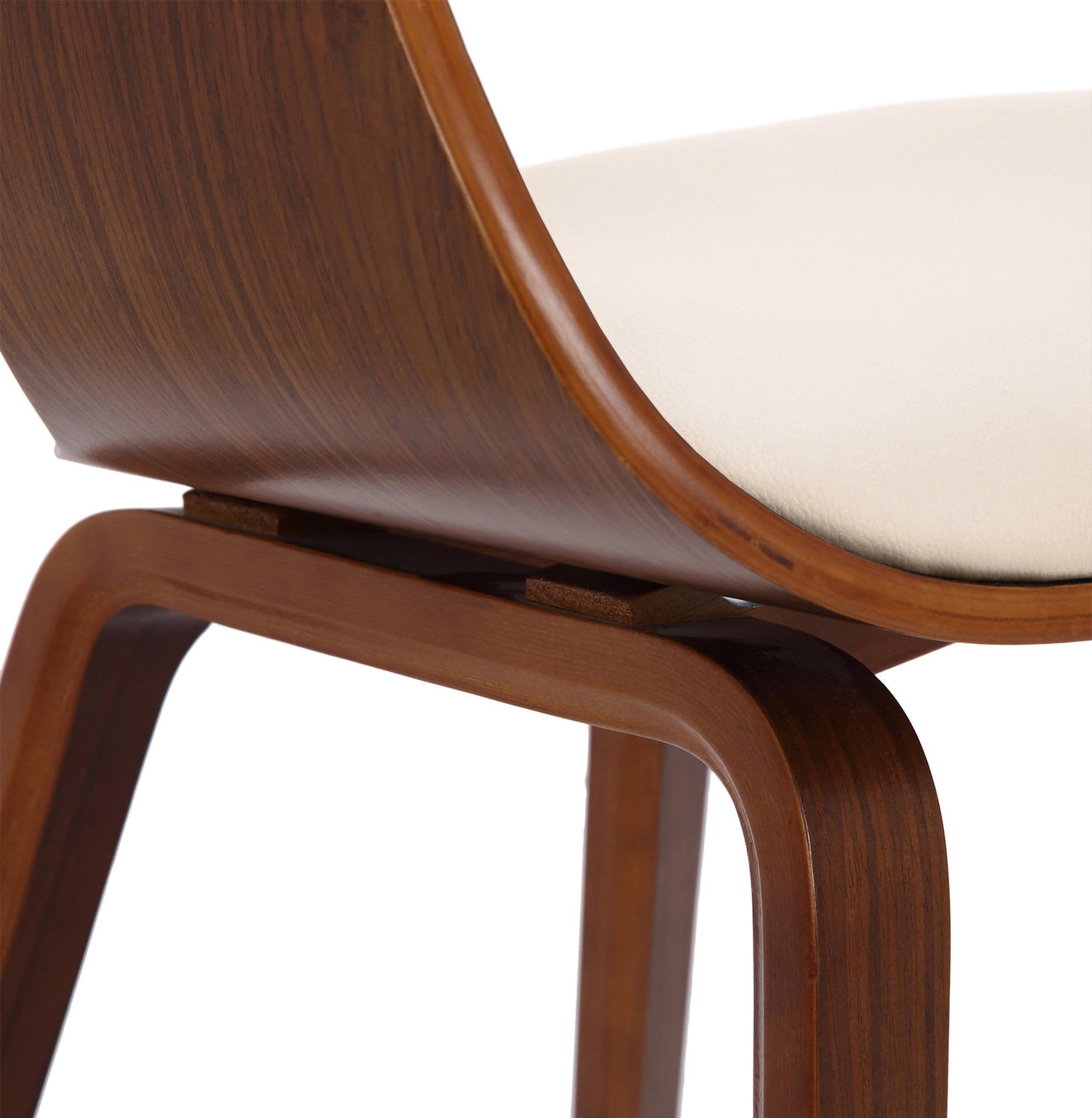 CLP Silla De Visita Kingston En Símil Cuero I Silla De Madera con Respaldo Semi-Curvado I Butaca De Salón En Estilo Escandinavo, Color:Nuez/Crema