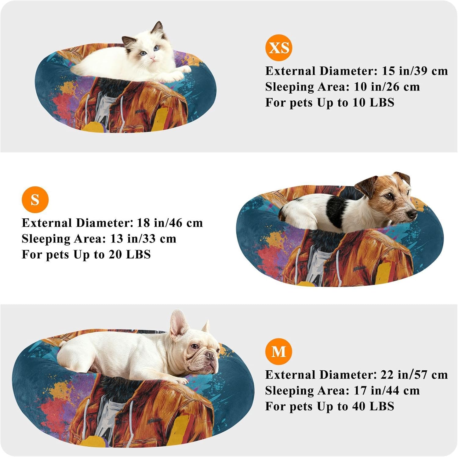 Graffiti Cool Bear Pet Cat Beds Warm & Cozy Dog Pillow Bed for Small Size Pets Supplies M
