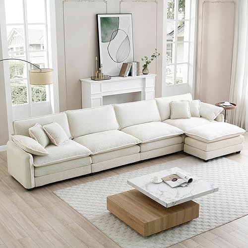 Miniatura 59 de Sofá gris de gran tamaño con una sola nube, sofás seccionales grandes de acento moderno para sala de estar, sofá modular de tela de chenilla, juego