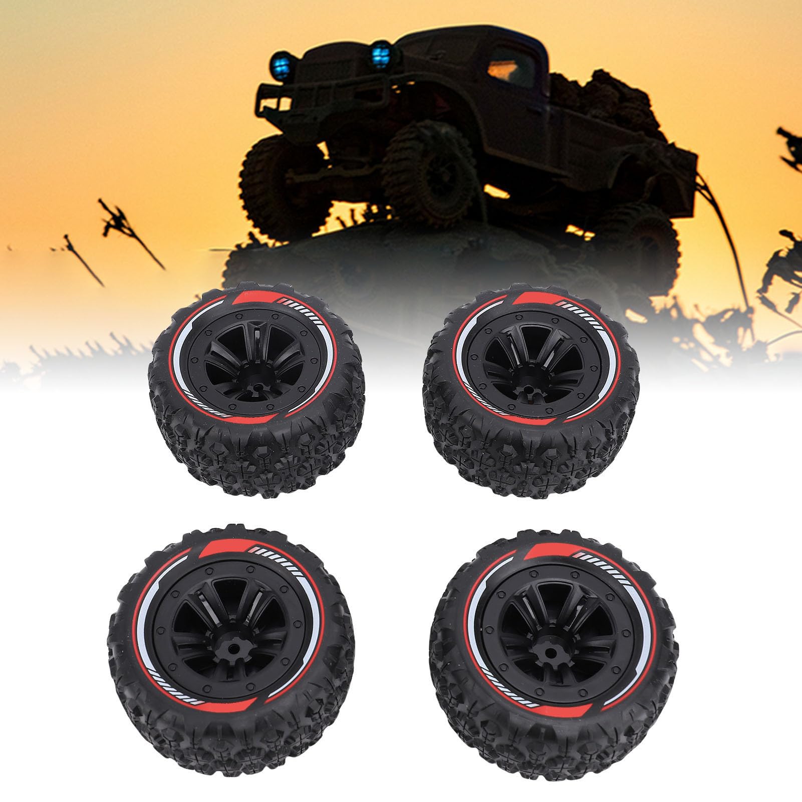4PCS Scale Offroad Opony 12 Mm Hex RC Car Crawler Wheels Opony Ustaw Akcesoria dla Samochodu 1/14 1/16 RC (BLACK)