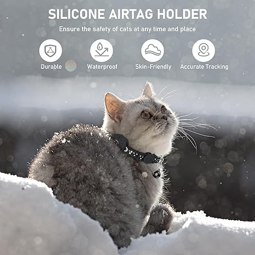Miniatura 7 de Simket Airtag - Collar de gato Breakaway, collar de gato para AirTag, collar de gatito con campana y soporte Apple Air Tag para niñas y niños, 0.4
