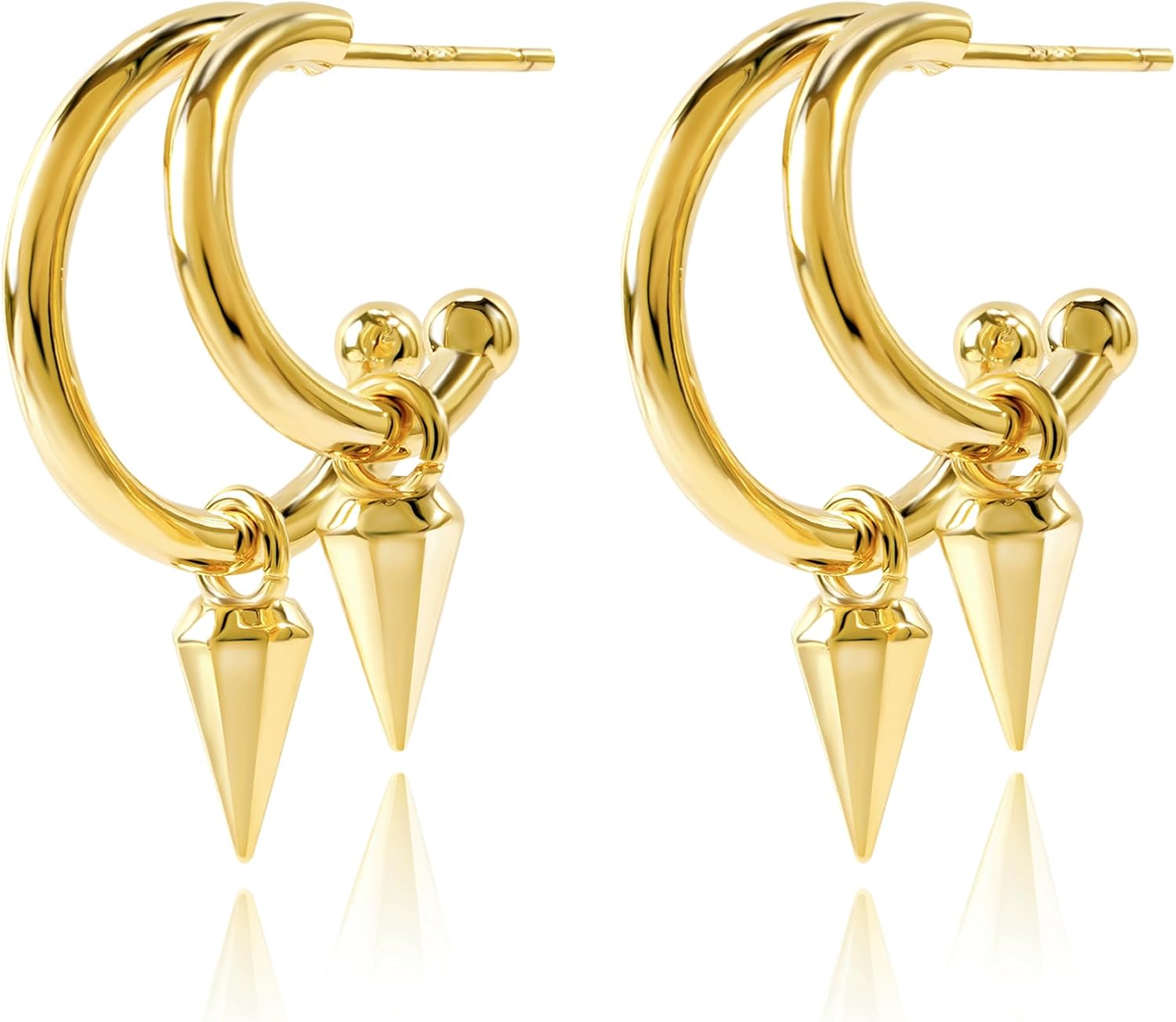 14K Gold Plated Earrings for Women Rivets Draped Earrings Dainty Jewelry for Women
