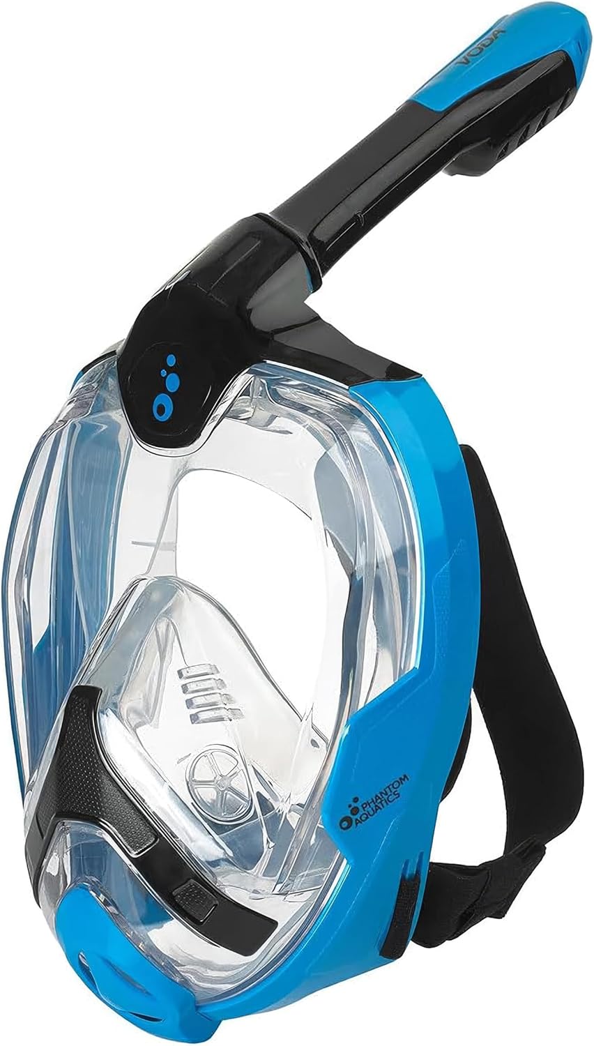 Phantom Aquatics Original Full Face Snorkel Mask- Advanced Safety Breathing System Allows More Fresh Air While Snorkeling -180 Panoramic Viewing Anti Fog Anti Leak Foldable Snorkeling Mask