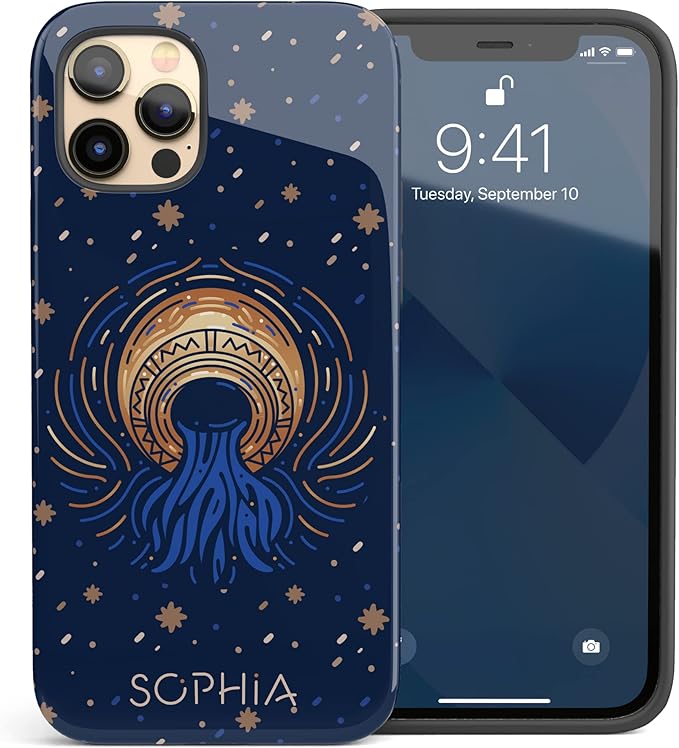 Custom Aquarius Zodiac Sign, Astrology Personalized Name Case, Compatible with iPhone 17 Air, 16 Pro Max, 15 Plus, 14, 13 Mini, 12, 11, X/XS Max, XR, 7/8