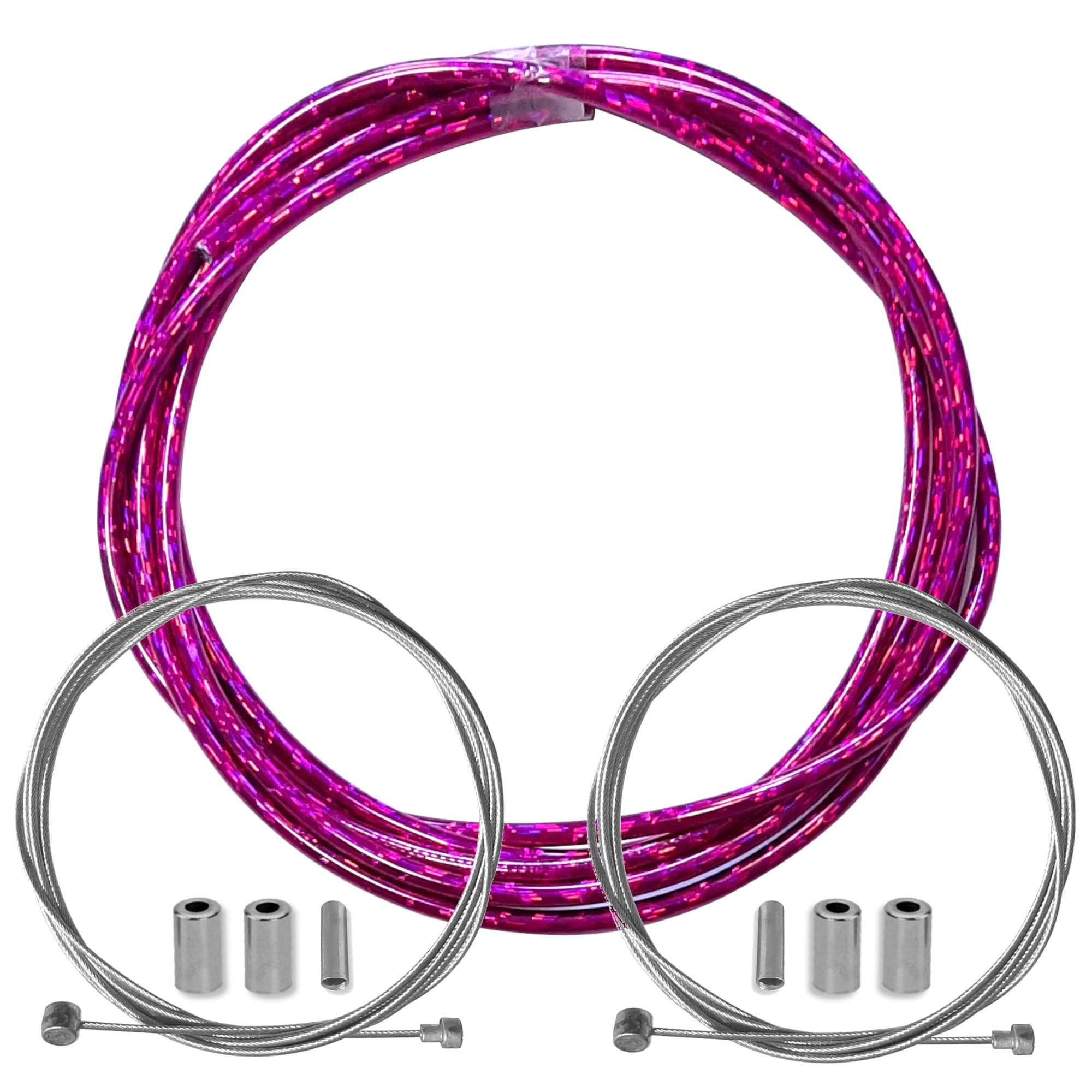 cyclingcolors Osłona hamulca rowerowego z końcówkami z przodu zestaw z tyłu pasuje do Shimano Sram cykl miejski szosowy rower górski wkładka do kabla wydajnościowego (różowy laser)