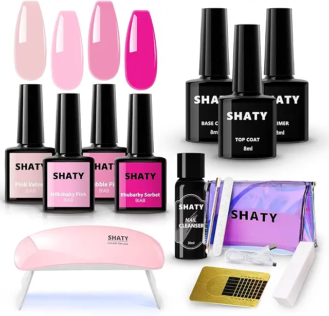 BIAB Starter Pack - Pink Shawty - Builder In A Bottle Nail Set with Lamp & Manual