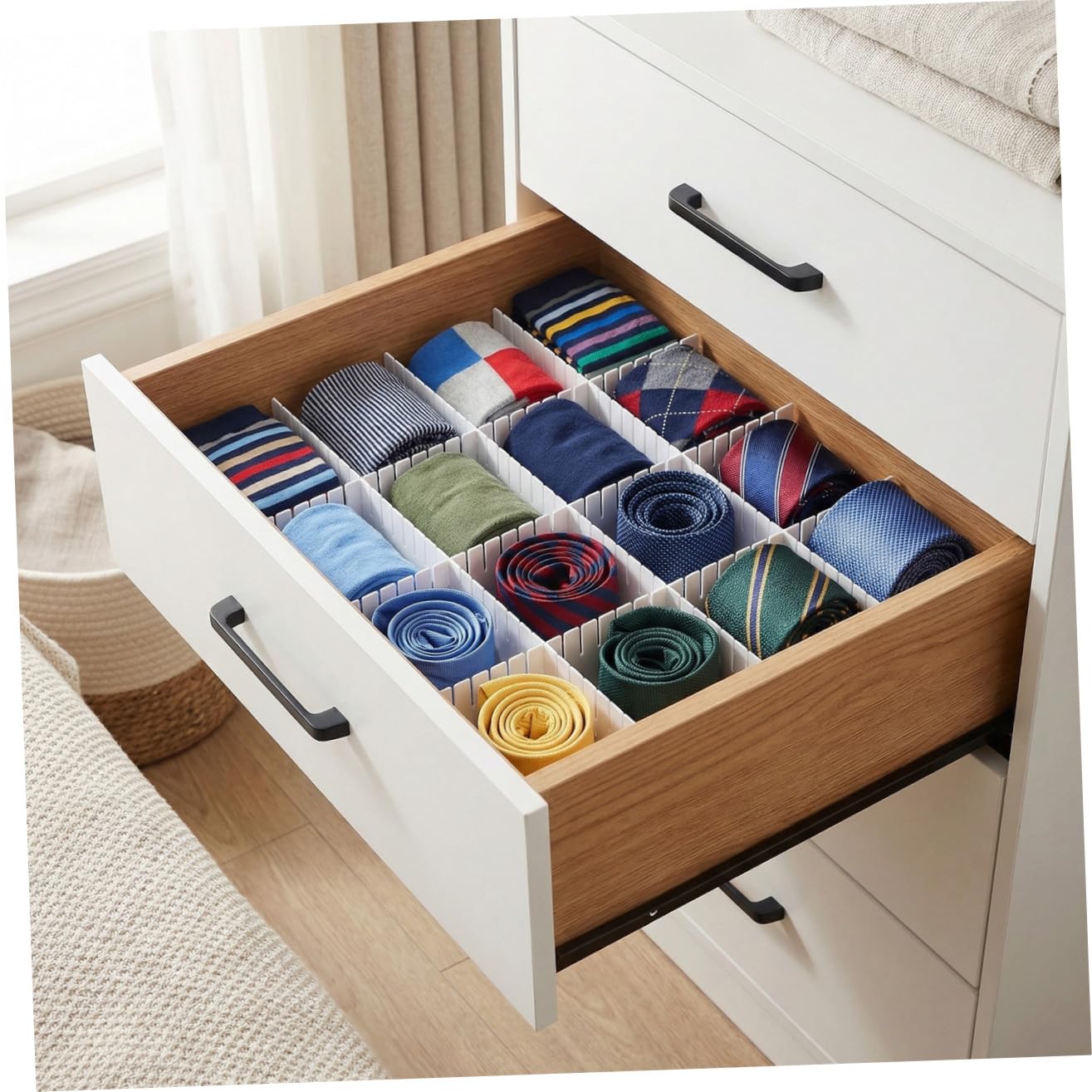 Divisori per Cassetto Regolabili in Pp 34 Pezzi Color Bianco | Angoli Arrotondati, 34 Elementi in Set, Lavorazione Curata e Struttura Resistente All'usura