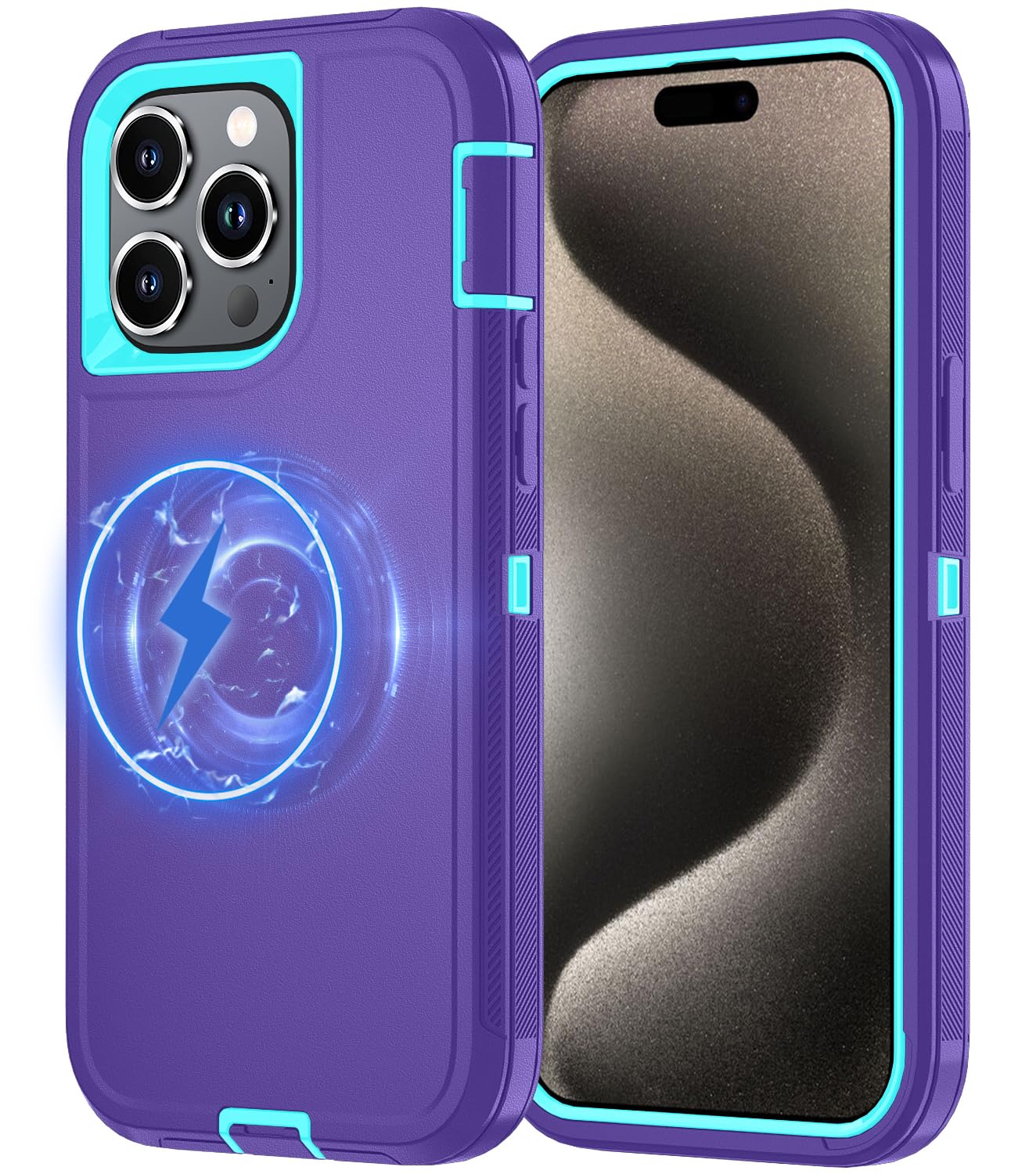Olinoo for iPhone 15 Pro Case [Compatible with MagSafe], Heavy Duty Shockproof 3-Layer Full-Body Protection Rugged Cover, Drop-Resistant and Wireless