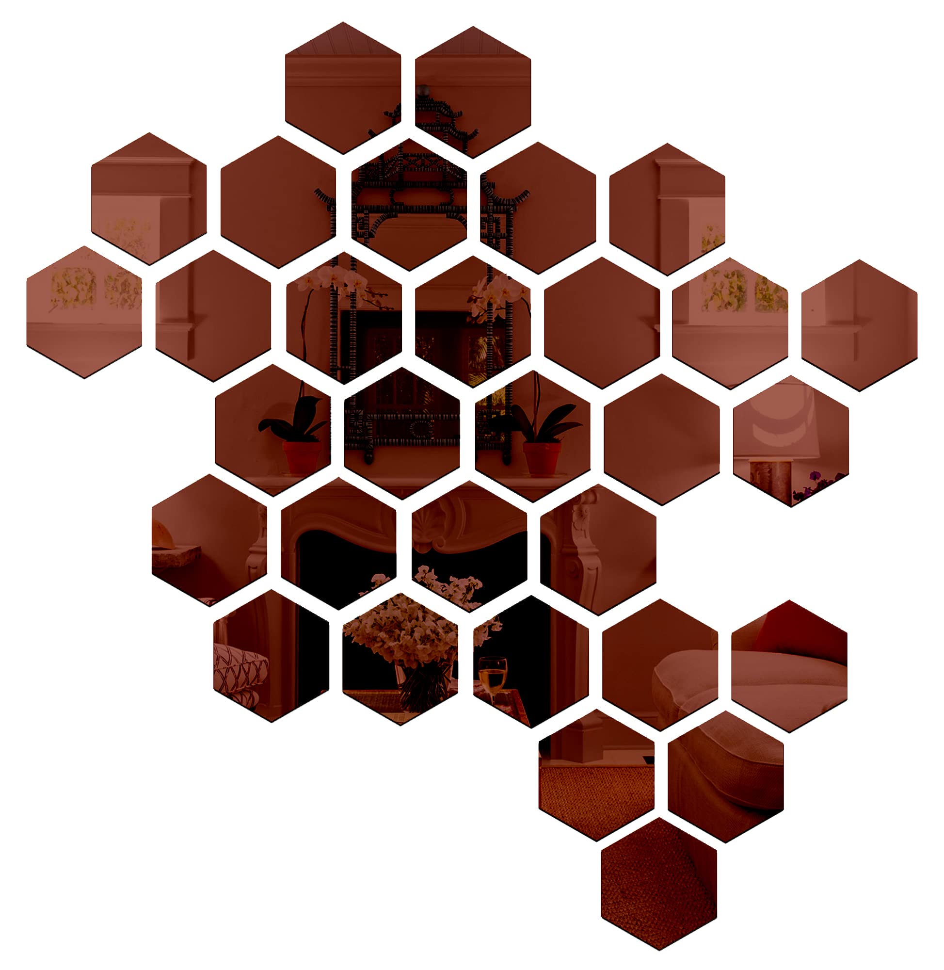 Wall1ders Hexagon mirror wall stickers, mirror stickers for wall, acrylic mirror wall decor sticker, wall mirror stickers, hexagonal mirror wall sticker. (Brown, Size 10.5 x 12 cm) Pack of 31 with 10 Butterflies (B096ZDKN58) Amazon Price History, Amazon Price Tracker