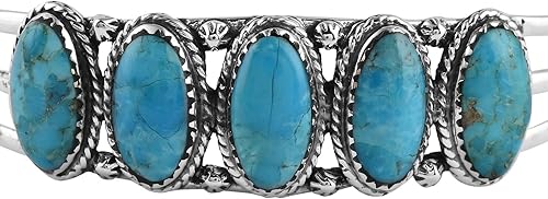 Miniatura 4 de Pulsera estilo Santa Fe de plata de ley 925 turquesa del suroeste para mujer, regalo de joyería para mujer, tamaño 7 pulgadas, quilates 5.41,