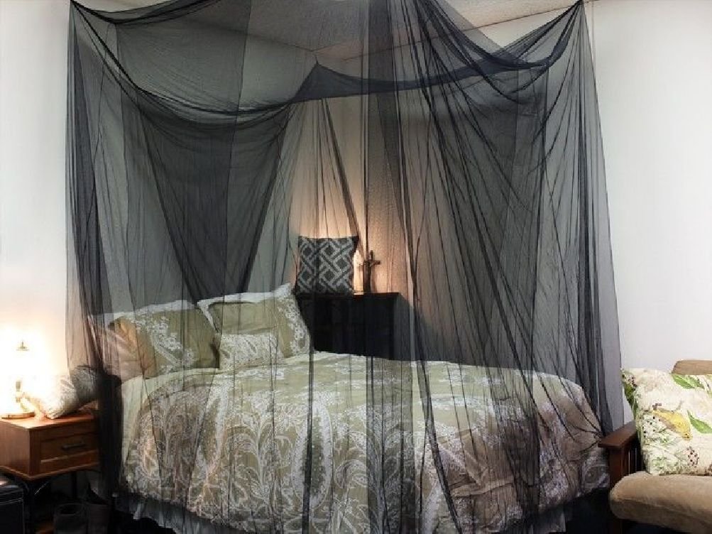 Comixpro Black Four Corner Canopy Bed Netting Mosquito Net Full Queen King Size Bedding