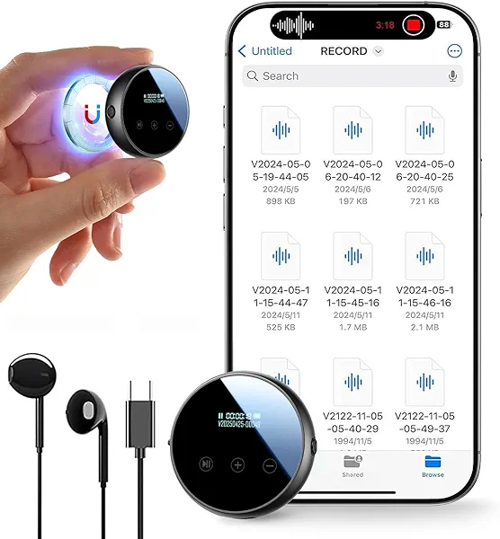 64GB Voice Recorder with Playback, Magnetic Recording Device with Al-Triple Noise Cancellation, Voice Activated Recorder, 7000 Hours Portable Audio Recorder for Work, Lectures, Meetings
