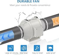 Hon&Guan 125mm Állítható Csőventilátor, 284m³/h Légáramlással, Sebességszabályzóval - Szürke Elszívó Ventilátor Növénysátorhoz, Pincéhez, Ko 3