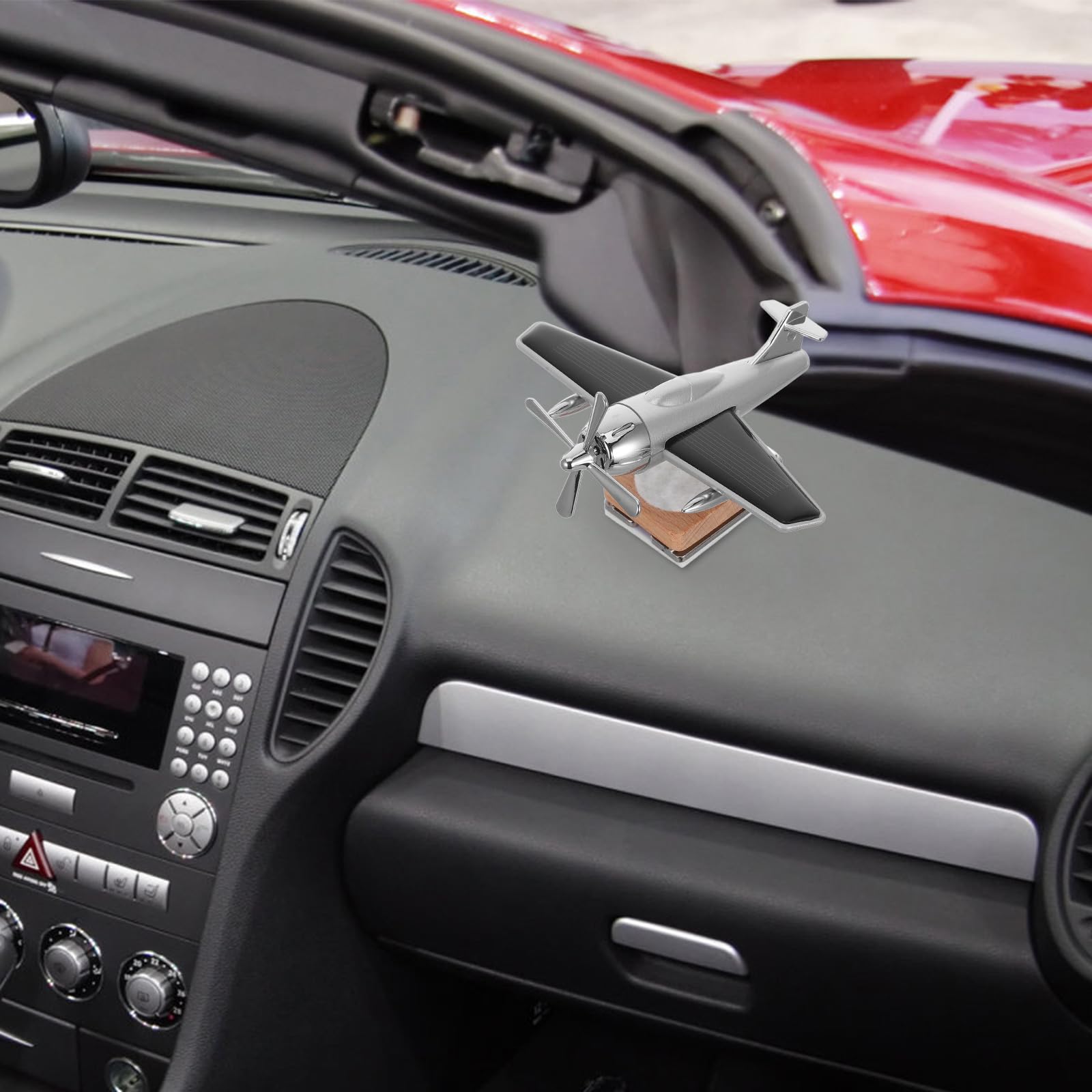 Homoyoyo Auto Ätherischen Öl Diffusor Solar Flugzeug Auto Diffusor Holzbasis Duft Aromatherapie Schreibtisch Ornamente für Büro nach Hause Weihnachten Neujahr (Ohne