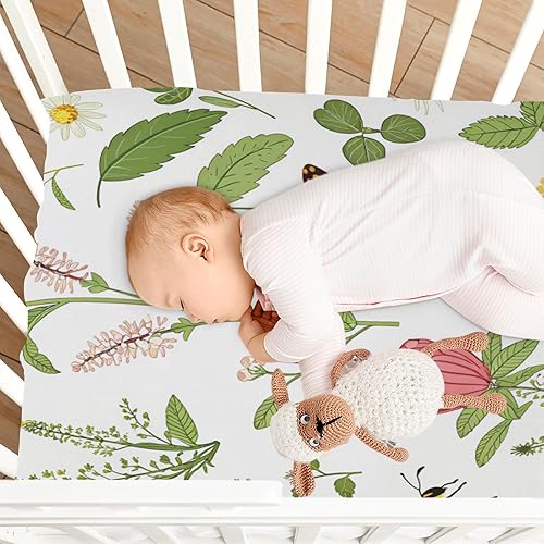 Miniatura 7 de Sábanas bajeras para cuna para niños y niñas, suaves, transpirables, cómodas, juego de sábanas de bebé de flores silvestres, sábanas para cuna