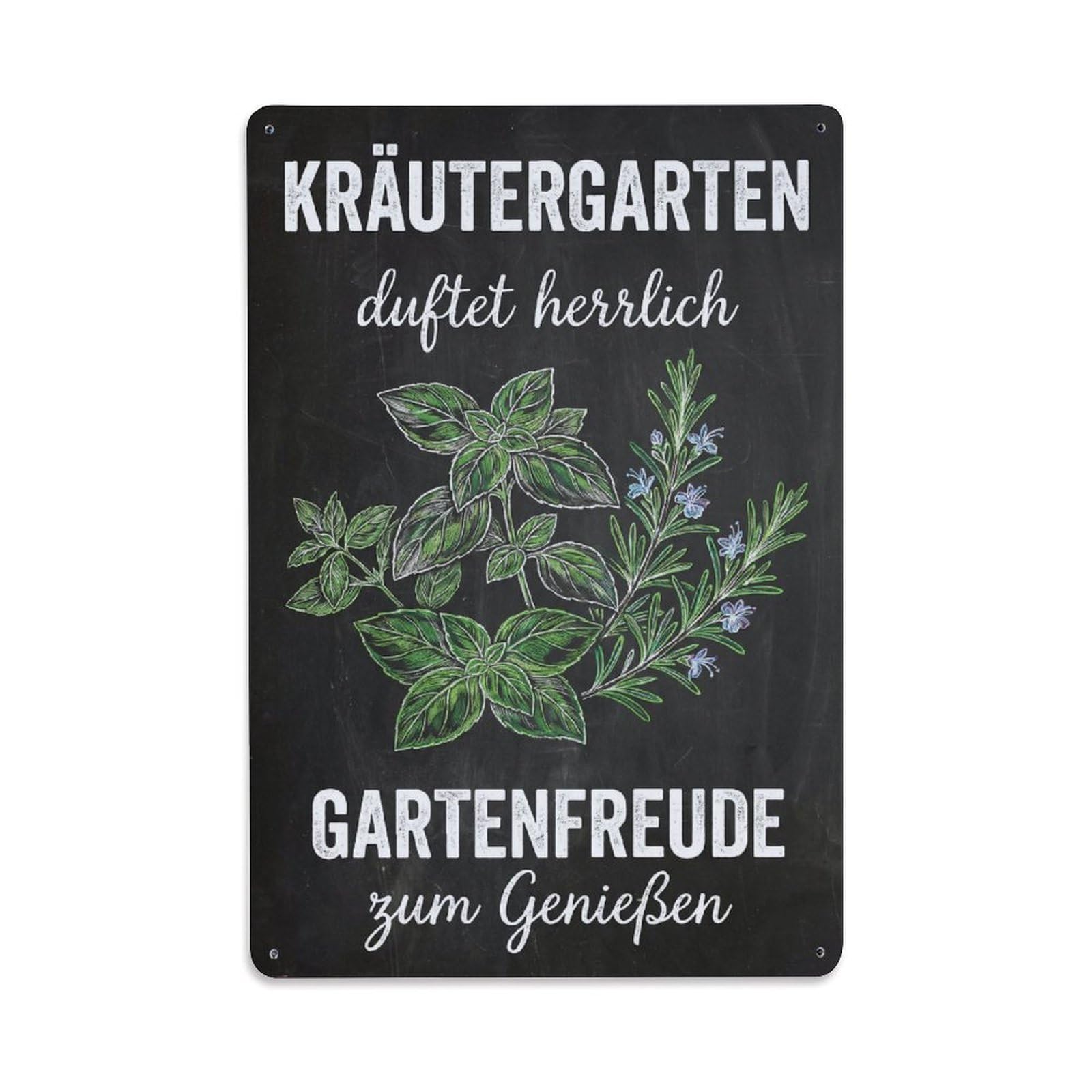 Chalkboard Herb Garden Aromatic Wholesome Metal Tin Sign Plaque Wall Decor for Cafe, Club Bar, Office, Garden Metal Poster 8x12Inch