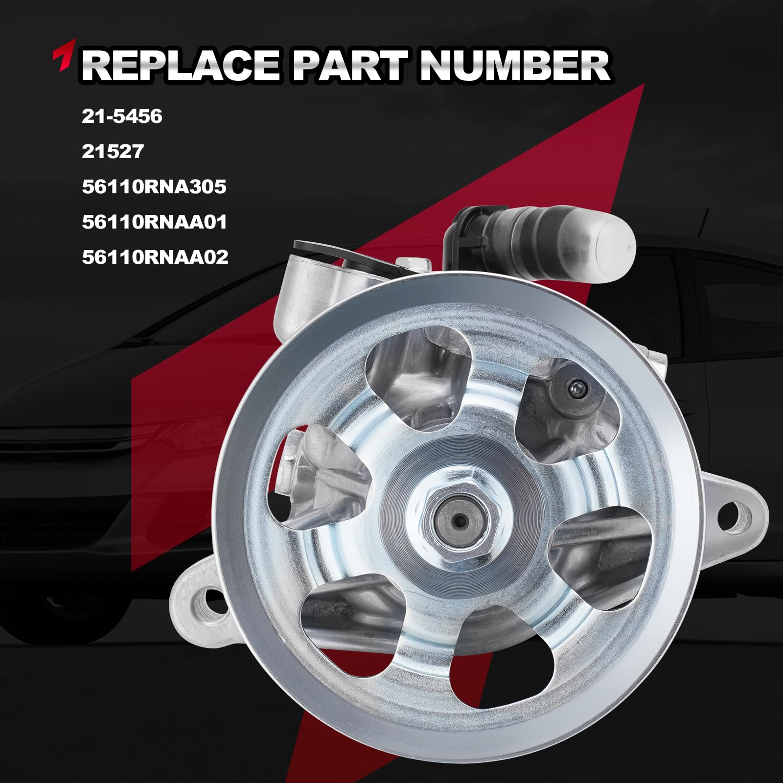 Power Steering Pump With Pulley – Compatible With Honda Civic 2006-2011 1.8L Engine (Replaces 21-5456, 56110RNA305, Etc.)