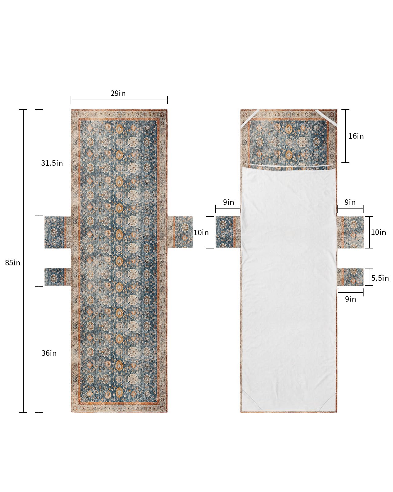 Blue Beige Vintage Beach Lounge Chair Towel Cover, Soft Chaise Lounge Towel with Side Pockets Patio Pool Chairs Cover for Beach/Pool Sunbathing 29x85 Modern Geometric Abstract Art Ethnic