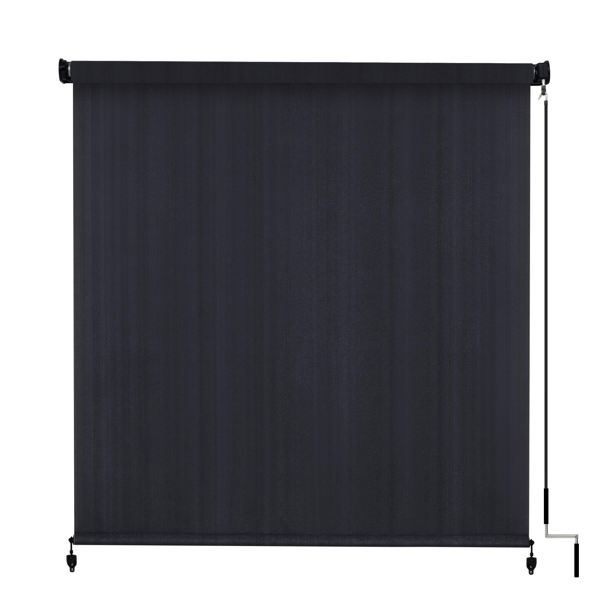 VICLLAX Outdoor Roller Shade, Patio Cordless Roller Blinds, Exterior Roll Up Shade 7x8FT, Graphite
