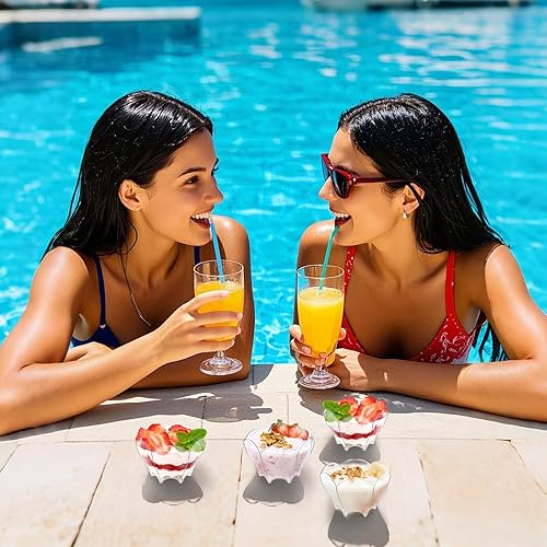 Miniatura 8 de Tebery Paquete de 100 mini tazas de postre Parfaits con 100 cucharas, cuenco pequeño transparente de 2.5 onzas para probar postres de fiesta (forma