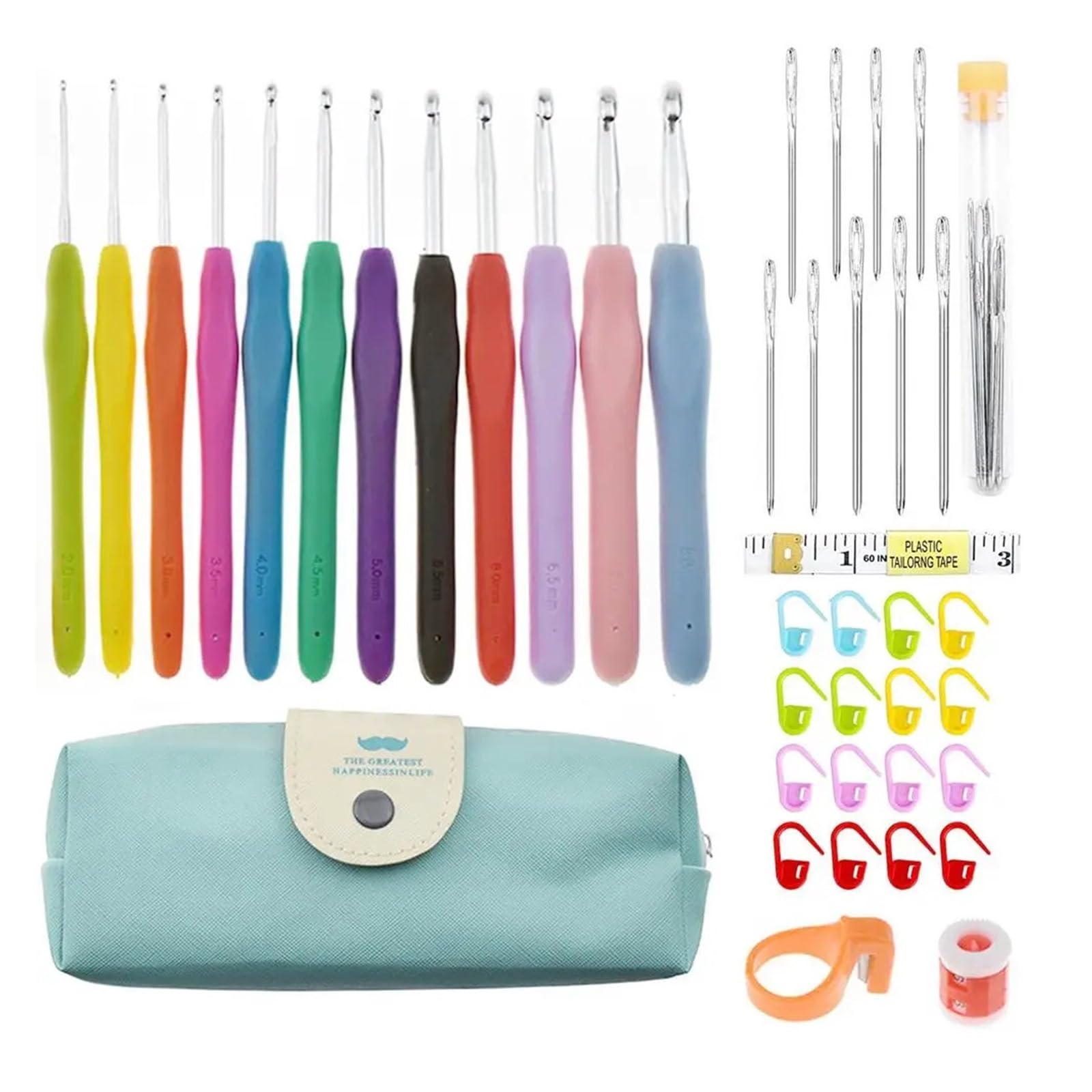 L6NqIAG Crochet Kit Sewing Kit Aluminum Crochet Needles Hooks Knitting Stitch Craft Yarn Clean for Frequent Travelers Crafts Tools(12pcs Set)