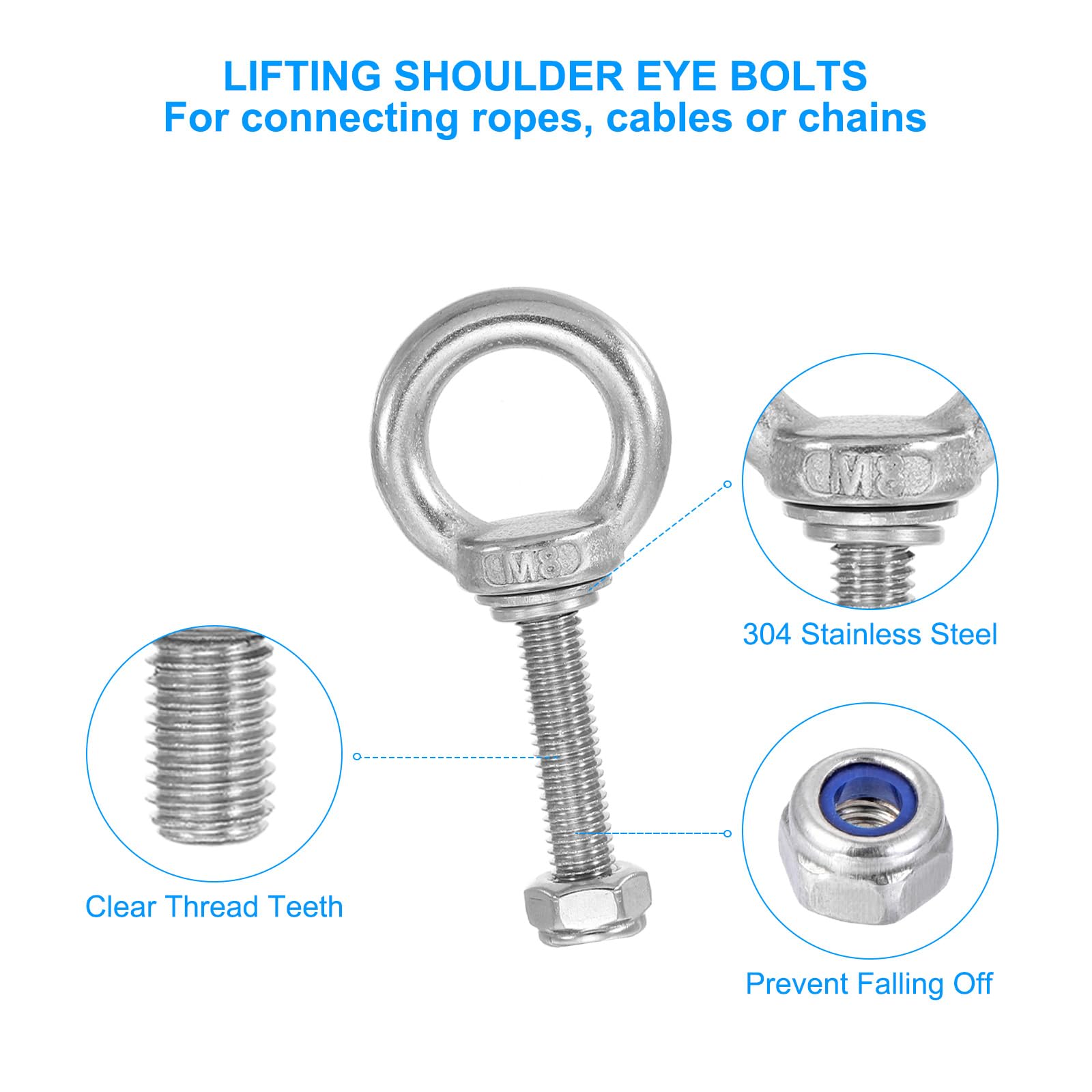 PATIKIL Lifting Shoulder Eye Bolts - Image 4