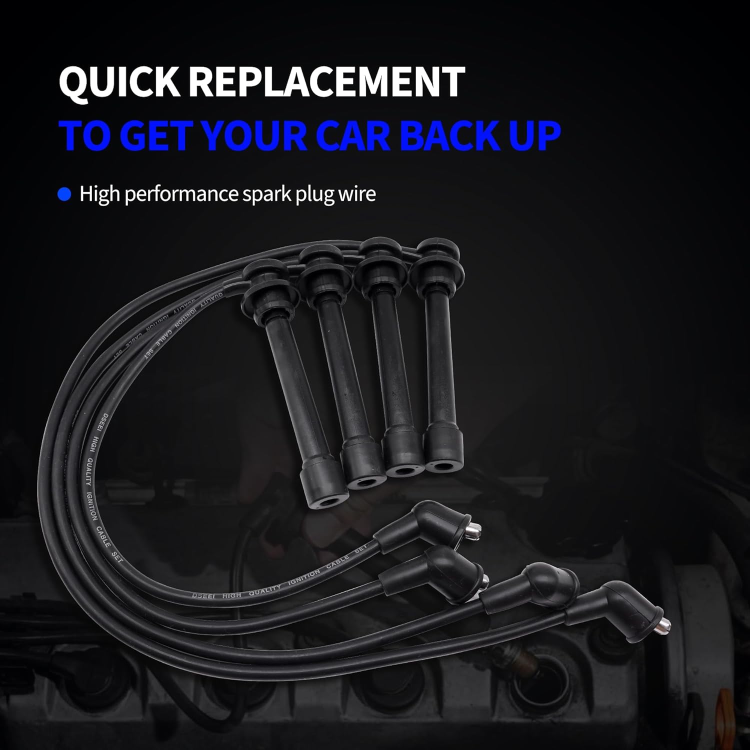 Ignition Spark Plug Wires Set Replacement for NGK 8113 RC-NX14 Compatible with INFINITI QX4 1997-2000 NISSAN Xterra 2000-2004 Pathfinder 1996 1997 1998 1999 2000 Frontier 1999 2000 2001 2002 2003 2004