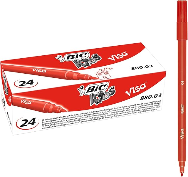 BIC Kids Visa Colouring Pens - Red (Box of 24)
