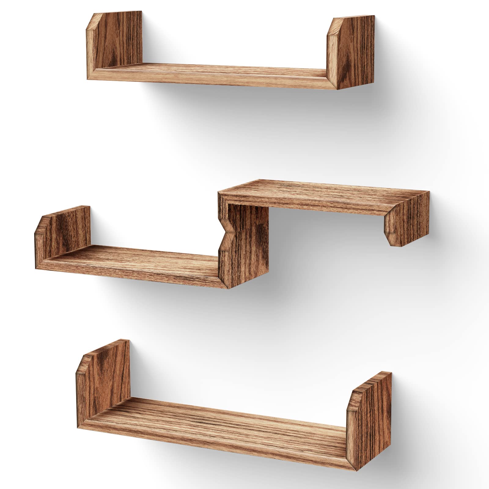 Buy OlarHike Brown Shelves for Bedroom Wall, 4 Pack Floating Wall