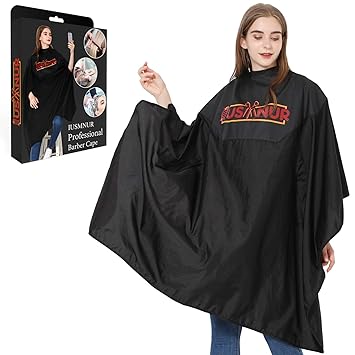 Professional Barber Cape for Men - Iusmnur Salon Cape Waterproof Hair Coloring Dye Cape with Snap Closure Hair Cutting Cape Barber Hairdressing Cape for Hair Styling, 57 x 54 inches (Black)