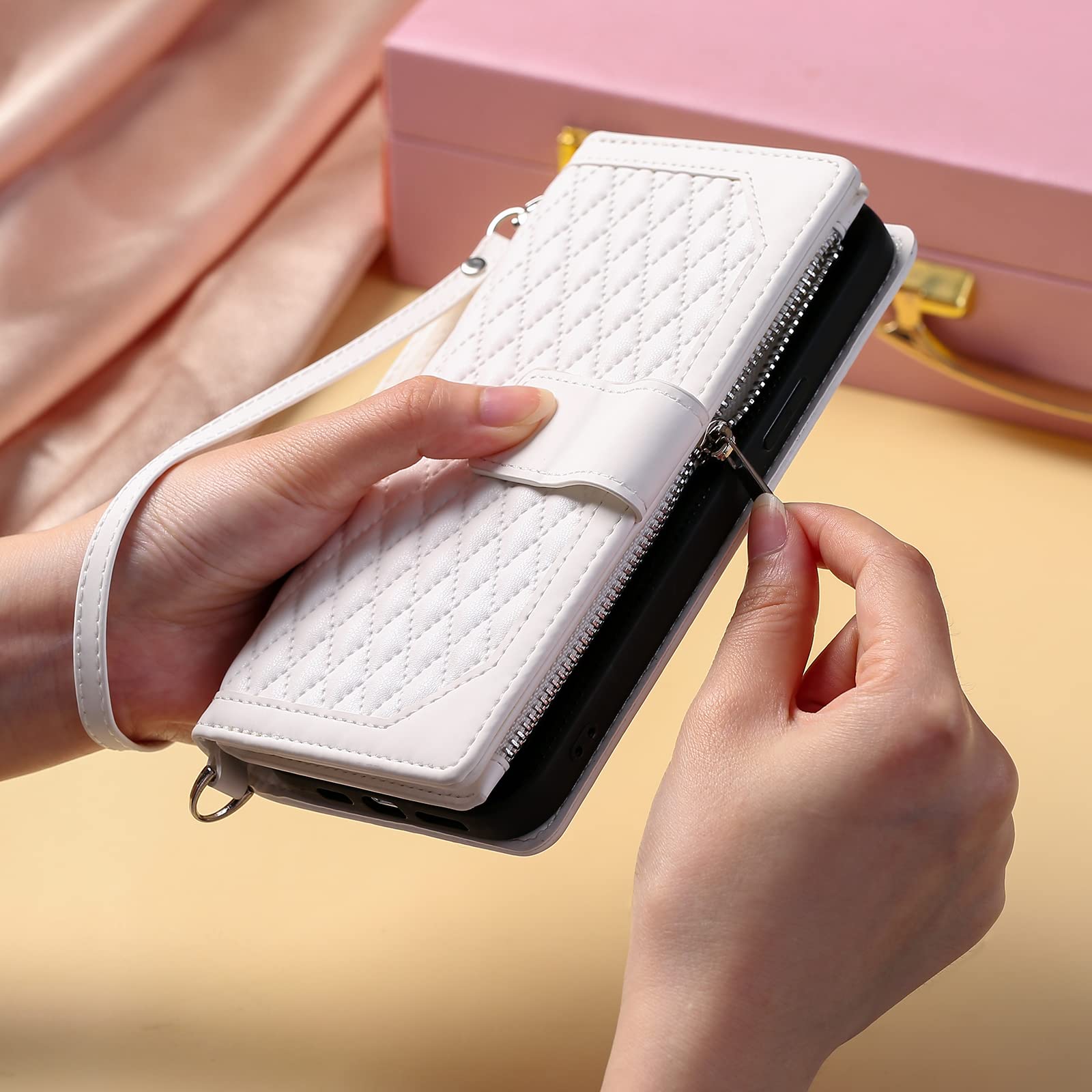 QLTYPRI Custodia a portafoglio per Samsung Galaxy A16 4G/5G, in pelle di grande capacità, con 6 scomparti per carte di credito e 1 tasca con cerniera