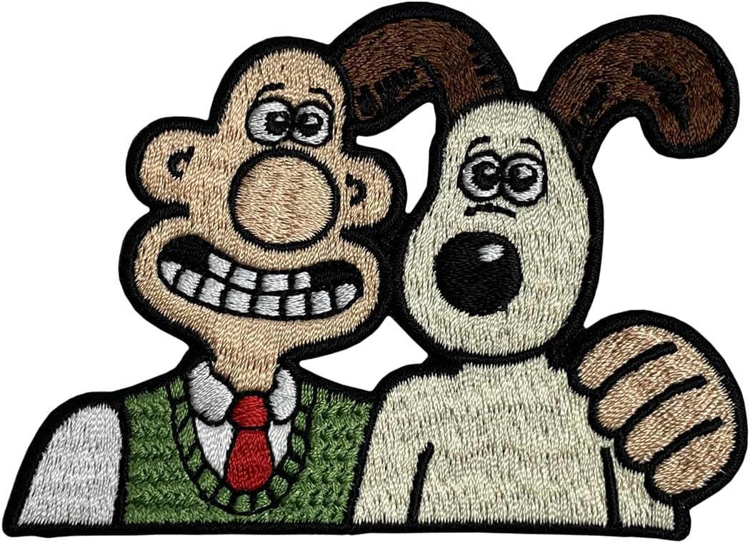| Wallace and Gromit Sew on Patch | Wallace & Gromit Official Merchandise, Red, cream, brown