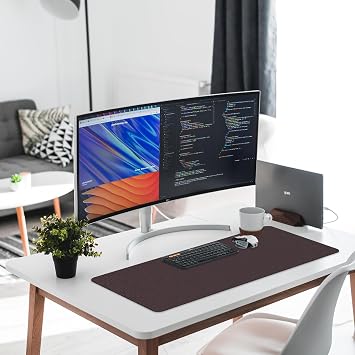 Leather Desk Pad Protector,Non-Slip Desk Pad(Apricot, 23.6 x 13.7)