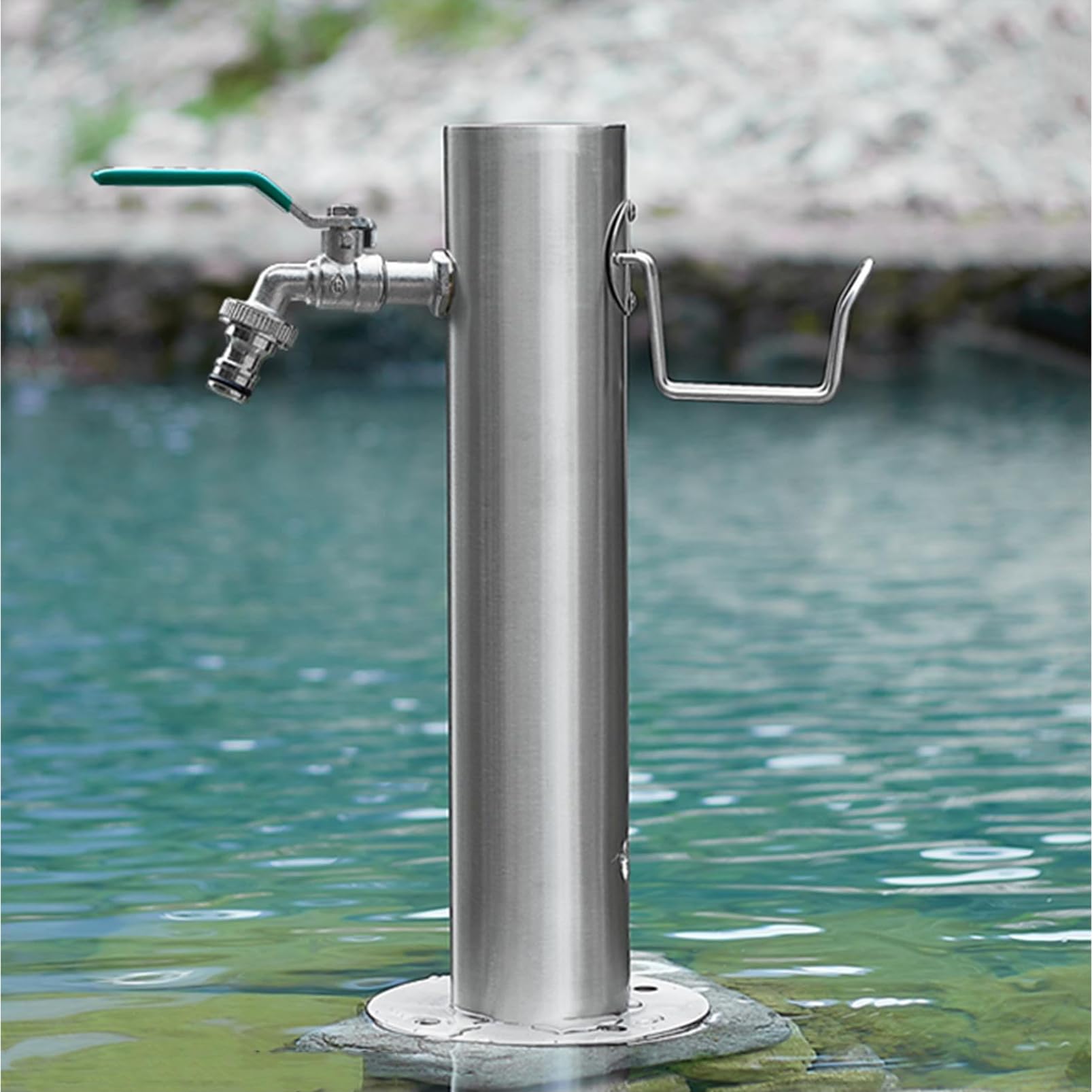 BHGFYXBS Stainless Steel Garden Water Column With Hose Hanger Stand, Freestanding Hose Stand Freeze Proof Outside, Outdoor Yard Hydrant Frost Proof Water Feature Fountain,A-20.5CM×50CM