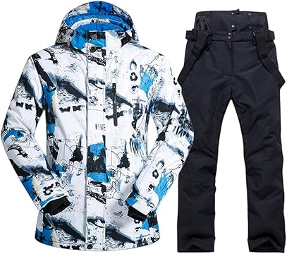 HOTIAN スノーボードウェア 上下セット 3XL グローブ付き S】スキースノーボードウェア上下 レディース 防水 防寒 紫 青
