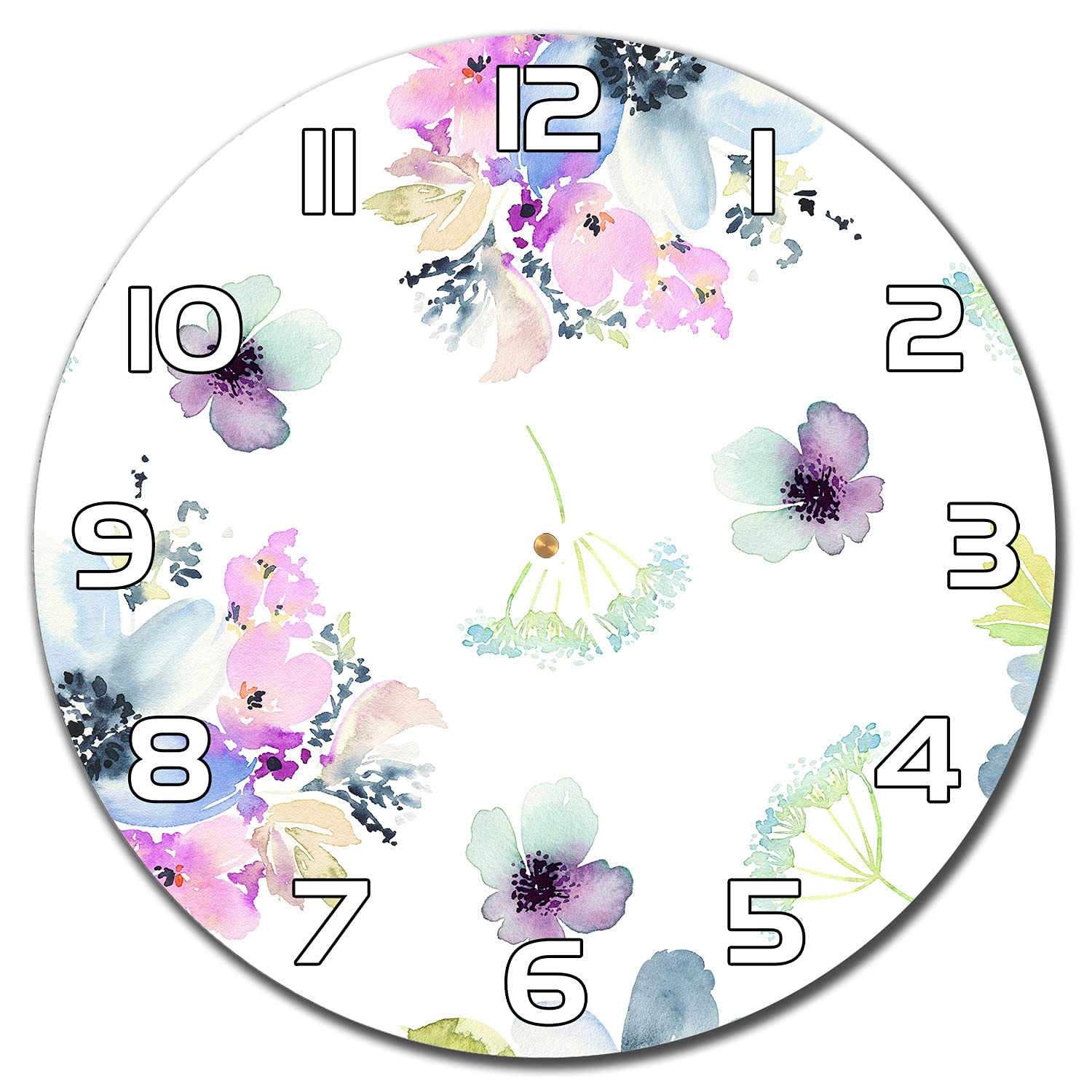 Horloge florale en verre moderne de 30 cm aux aiguilles blanches