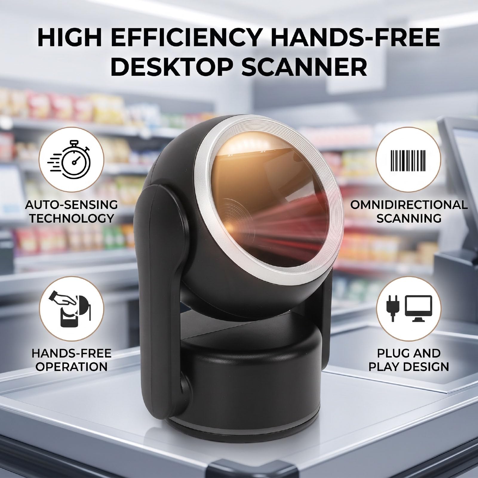 Desktop-Barcodescanner, USB, 1D 2D QR