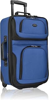Lightweight Rolling 20" Carry On Luggage Softside Suitcase, Royal Blue, 2 Wheel Single