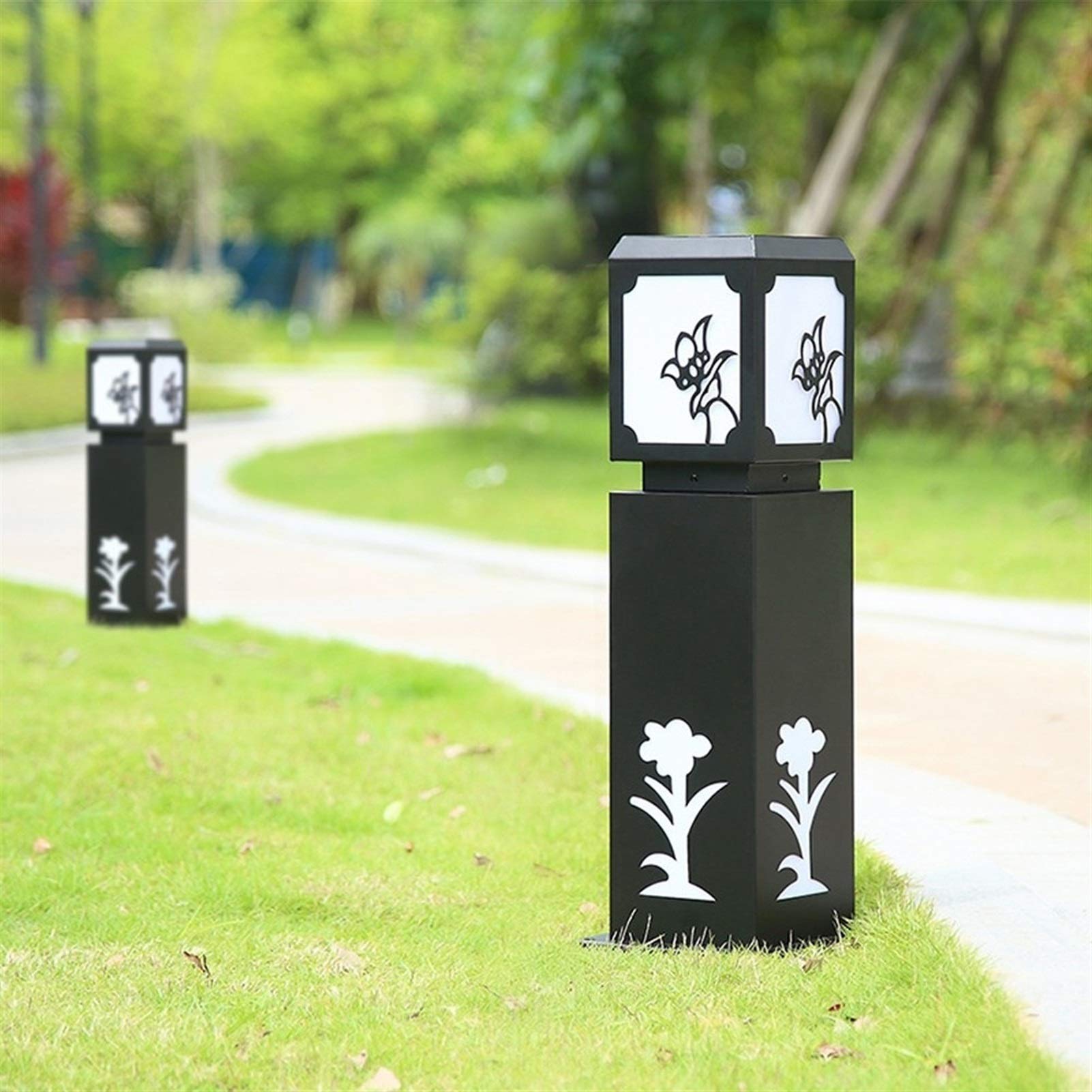 Lampada da cortile Lampada a colonna a luce solare a LED Lampione stradale Pilastro per esterni Lampada da giardino Lampada da giardino Lanterna Lampada da colonna in vetro in alluminio Lampada da