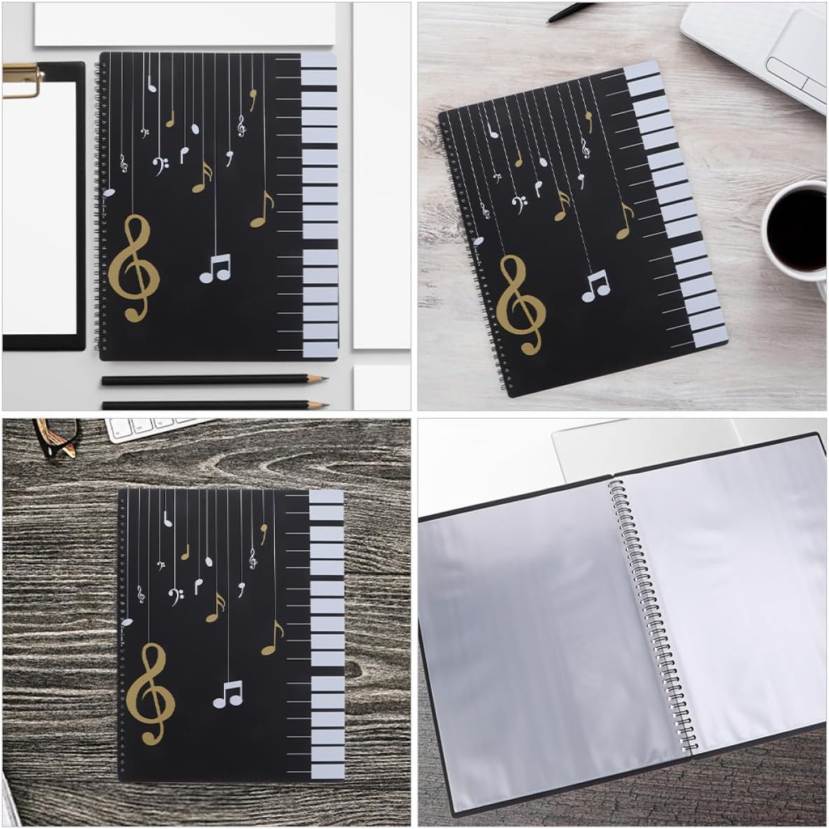 A4 Sheet Music Folder 30-Page Music Document Organizer Binder Double-Sided Storage for Piano Scores