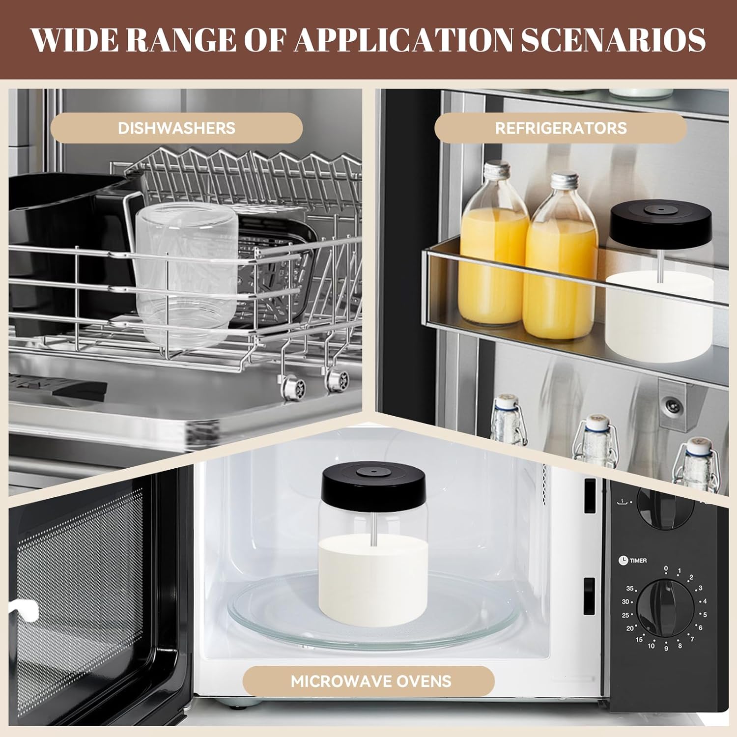 Glass Milk Container for Miele, Compatible with Coffee Machines for Miele 11574240, CM 7750 6360 5300 5310 5510 6160 6350, Prime 316 stainless steel,Incompatible for Built-in Coffee Makers