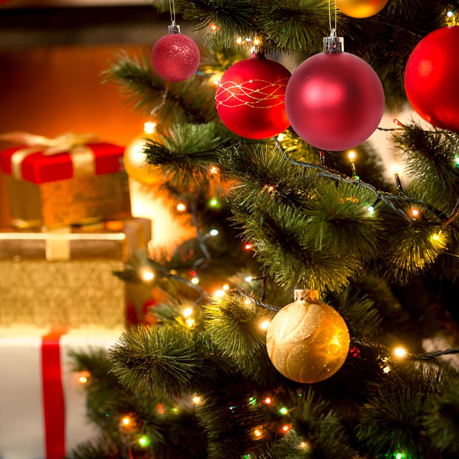 MAGICLULU 101pcs Xmas Tree Ornaments Set Hanging Unique Star Tree Topper for Holiday Decoration and Festive Atmosphere