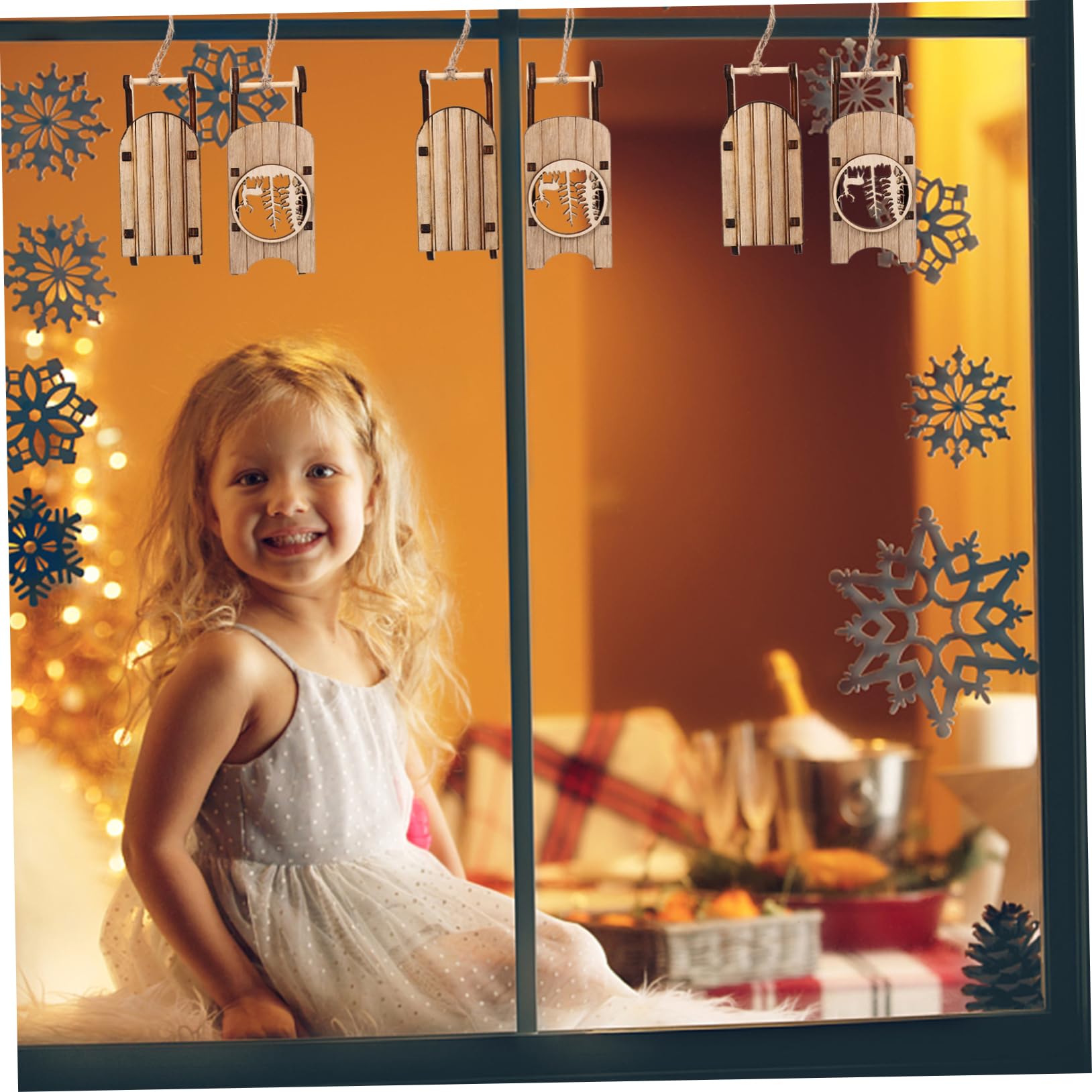 Lurrose Stk Holzschlitten Ornament Weihnachtsschlitten Wanddekoration Weihnachtsschmuck Geschenkdekorationen Weihnachtsbaum Hängende Verzierung Schlittenverzierung Weihnachtsdekoration