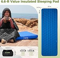 Vista 3 de ATEPA ThermAir Pro Backpacking Inflatable Sleeping Pad, 6.6 R-Value Insulated Ultralight Portable Sleeping Pad Thick Camping Mat with Stuff Sack for
