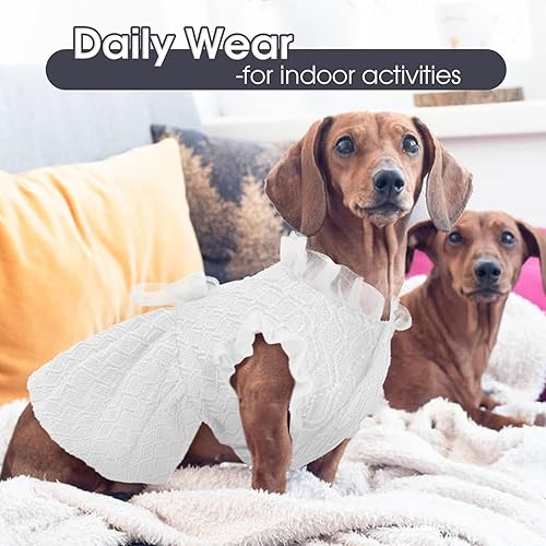 Vista 20 de Kuoser Vestido para perro, lindos vestidos para perros pequeños y niña, elegante tutú para cachorro con nudo de lazo, disfraz de princesa para Rojo