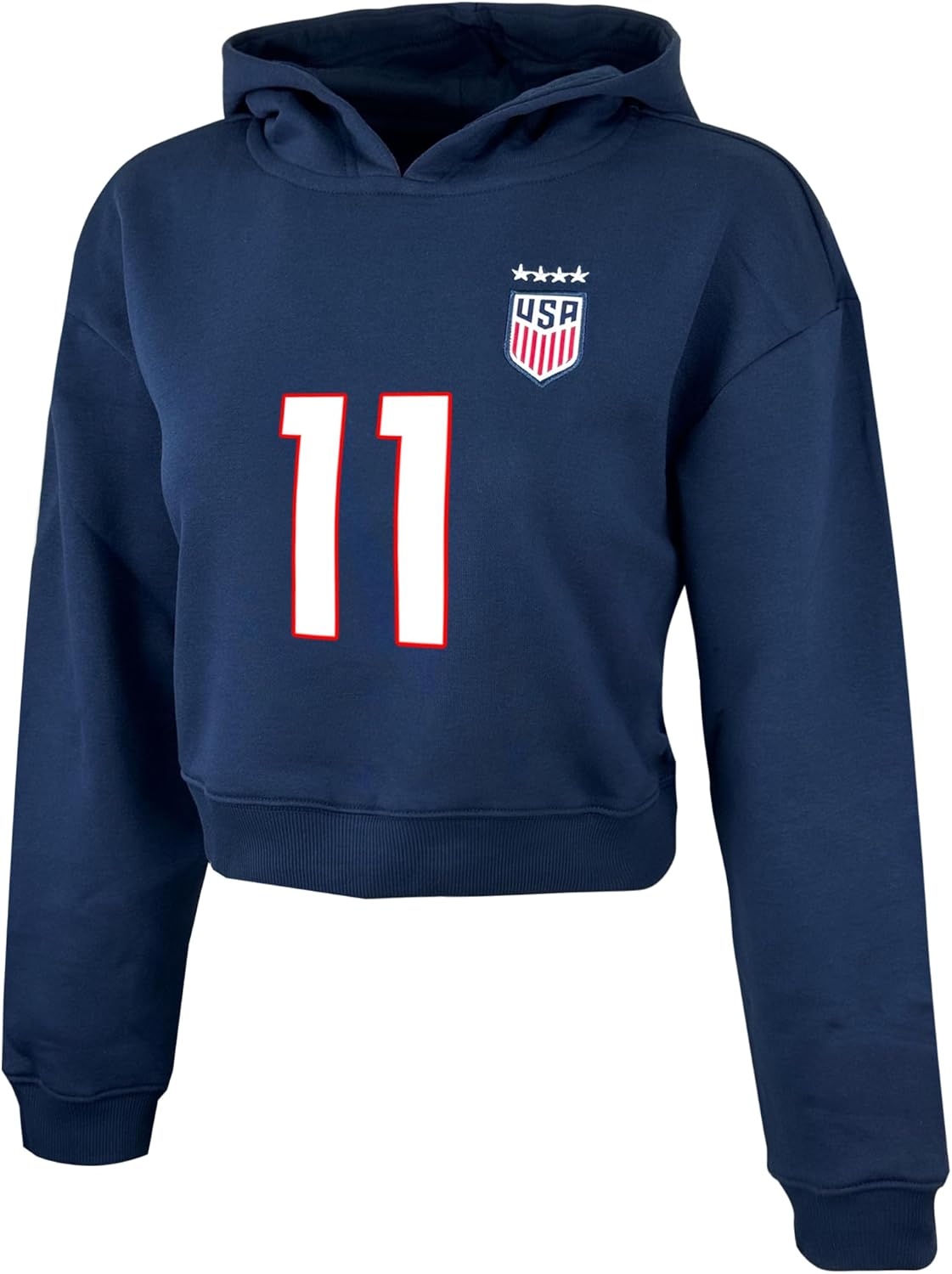 Icon Sports Official Girls' Smith U.S. Soccer Cropped Hoodie - USWNT Youth Sweatshirt with Hood