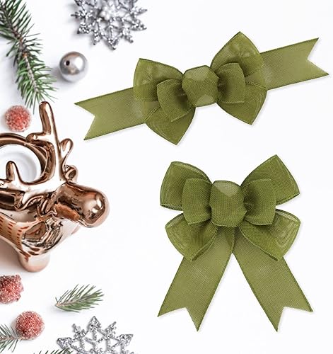 Miniatura 154 de 2 lazos de arpillera de Navidad, hechos a mano, prefabricados para coronas, adornos decorativos grandes de Navidad, decoración de árbol, lazos