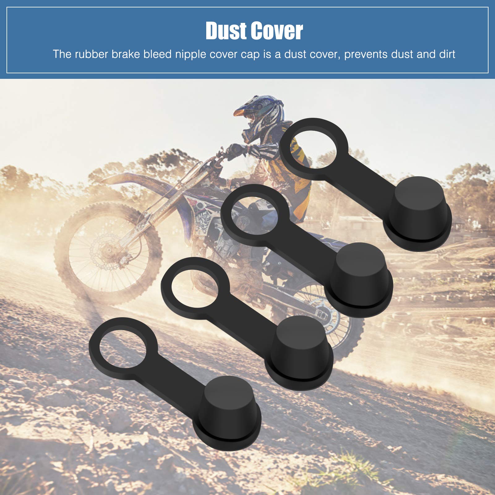 Bouchon Vis De Purge De Frein, 4 Pièces Bouchon Purge Frein, Bouchon De Purge De Frein, Couvercle Cache-poussière De Graisse De Mamelon De Purge De Frein En Caoutchouc Noir De Moto